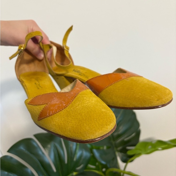 Vintage Italian Leather Yellow and Orange Pumps Size 9 - Picture 5 of 16